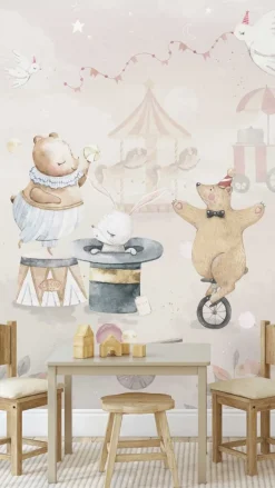 Poespas Home Dieren | Behang^Behang Circus | Pastel