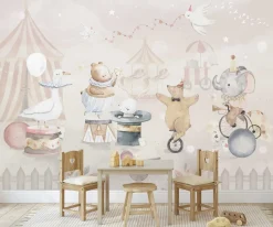 Poespas Home Dieren | Behang^Behang Circus | Pastel