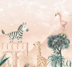 Poespas Home Dieren | Behang^Behang Desert Animals | Roze
