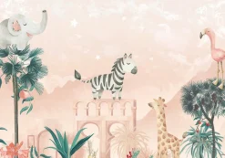 Poespas Home Dieren | Behang^Behang Desert Animals | Roze