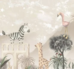 Poespas Home Dieren | Behang^Behang Desert Animals | Taupe