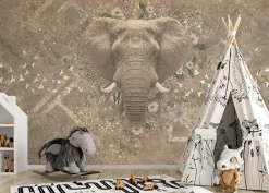 Poespas Home Dieren | Behang^Behang Ethnic elephant