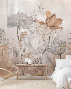 Poespas Home Bloemen | Behang^Behang Floral garden | Roze