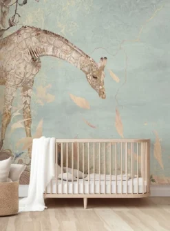 Poespas Home Dieren | Behang^Behang Giraffe | Mint
