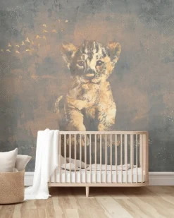 Poespas Home Dieren | Behang^Behang Hakuna matata | Blauw / goud | Jungle collection