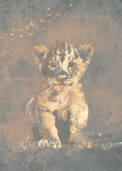 Poespas Home Dieren | Behang^Behang Hakuna matata | Blauw / goud | Jungle collection