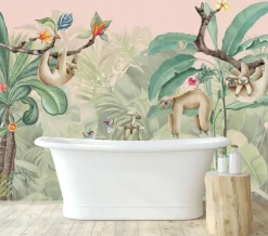 Poespas Home Dieren | Behang^Behang Lazy Luiaard | Jungle Collection