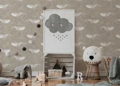 Poespas Home Dieren | Behang^Behang Mighty whale | Taupe