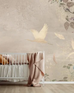 Poespas Home Dieren | Behang^Behang Morning bird | Beige