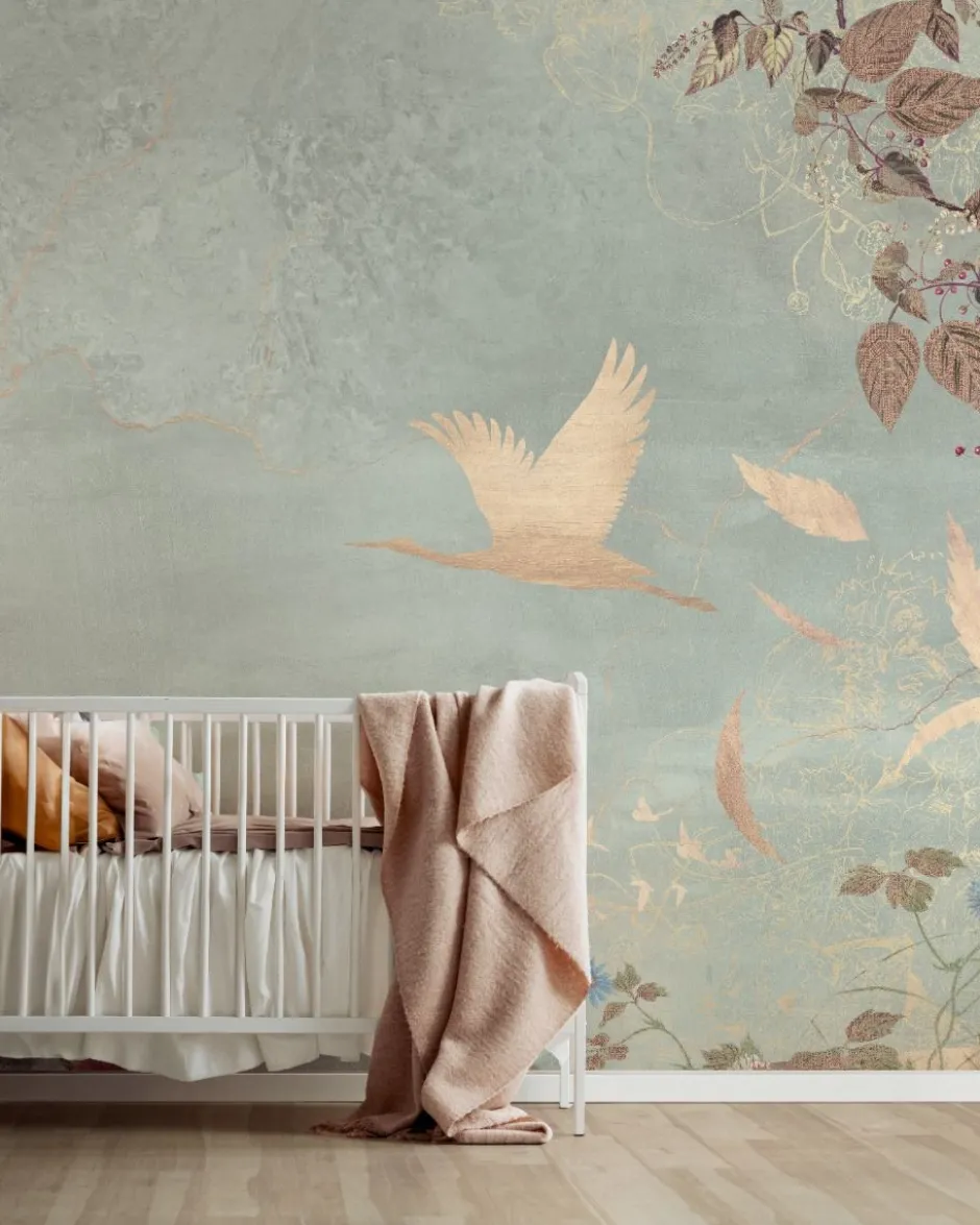 Poespas Home Dieren | Behang^Behang Morning bird | Mint