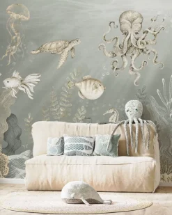 Poespas Home Dieren | Onderzee^Behang Onderzee | Blauw