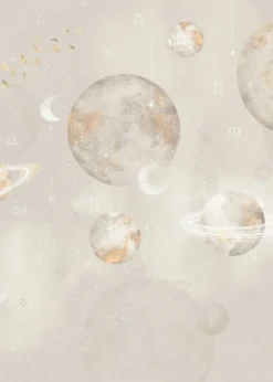Poespas Home Ruimte | Behang^Behang Pastel Planets | Beige