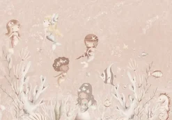 Poespas Home Onderzee | Sprookjes^Behang Swimming Mermaids | Roze