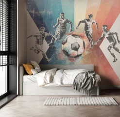 Poespas Home Sport | Behang^Behang voetbal | Mannen |  Blauw