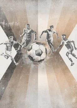 Poespas Home Sport | Behang^Behang voetbal | Mannen | Taupe