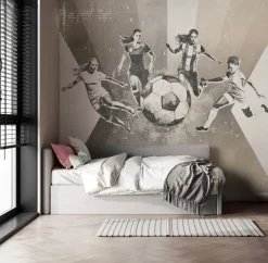 Poespas Home Sport | Behang^Behang voetbal | Vrouwen | Taupe