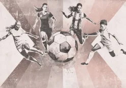 Poespas Home Sport | Behang^Behang voetbal | Vrouwen | Roze