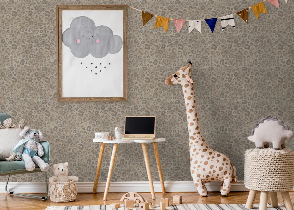 Poespas Home Behang^Behang Wild leopard | Taupe