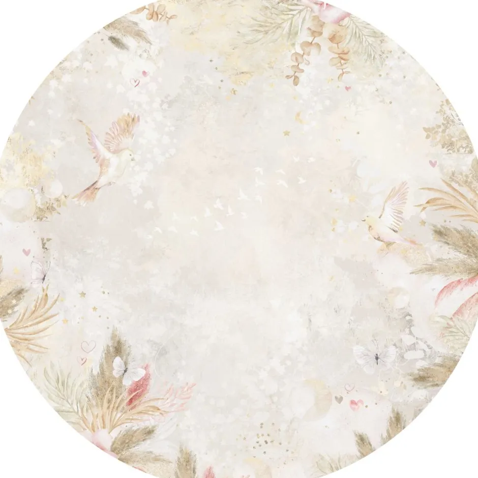 Poespas Home Behangcirkels^Behangcirkel Boho Feathers | 鈱€ 145 cm