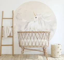 Poespas Home Behangcirkels^Behangcirkel Dreamy unicorn | Beige