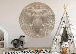 Poespas Home Behangcirkels^Behangcirkel Ethnic elephant