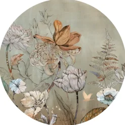 Poespas Home Behangcirkels^Behangcirkel Floral Garden | Groen