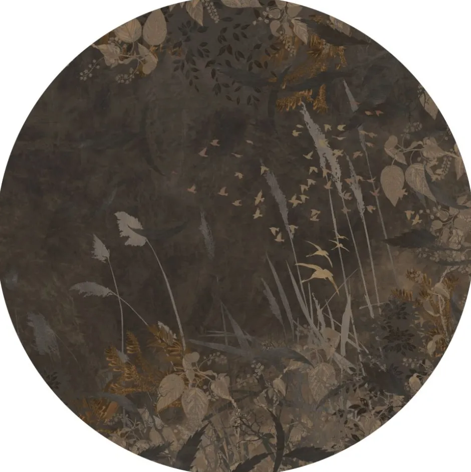 Poespas Home Behangcirkels^Behangcirkel Golden Leaves | Donkerbruin