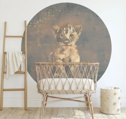 Poespas Home Behangcirkels^Behangcirkel Hakuna matata | Blauw / goud | Jungle collection | 145 x 145 cm