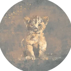 Poespas Home Behangcirkels^Behangcirkel Hakuna matata | Blauw / goud | Jungle collection | 145 x 145 cm