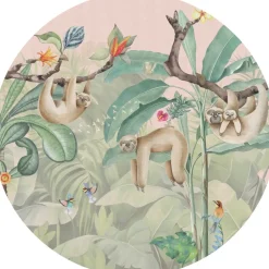 Poespas Home Behangcirkels^Behangcirkel Lazy Luiaard | Jungle Collection | 鈱€ 145 cm