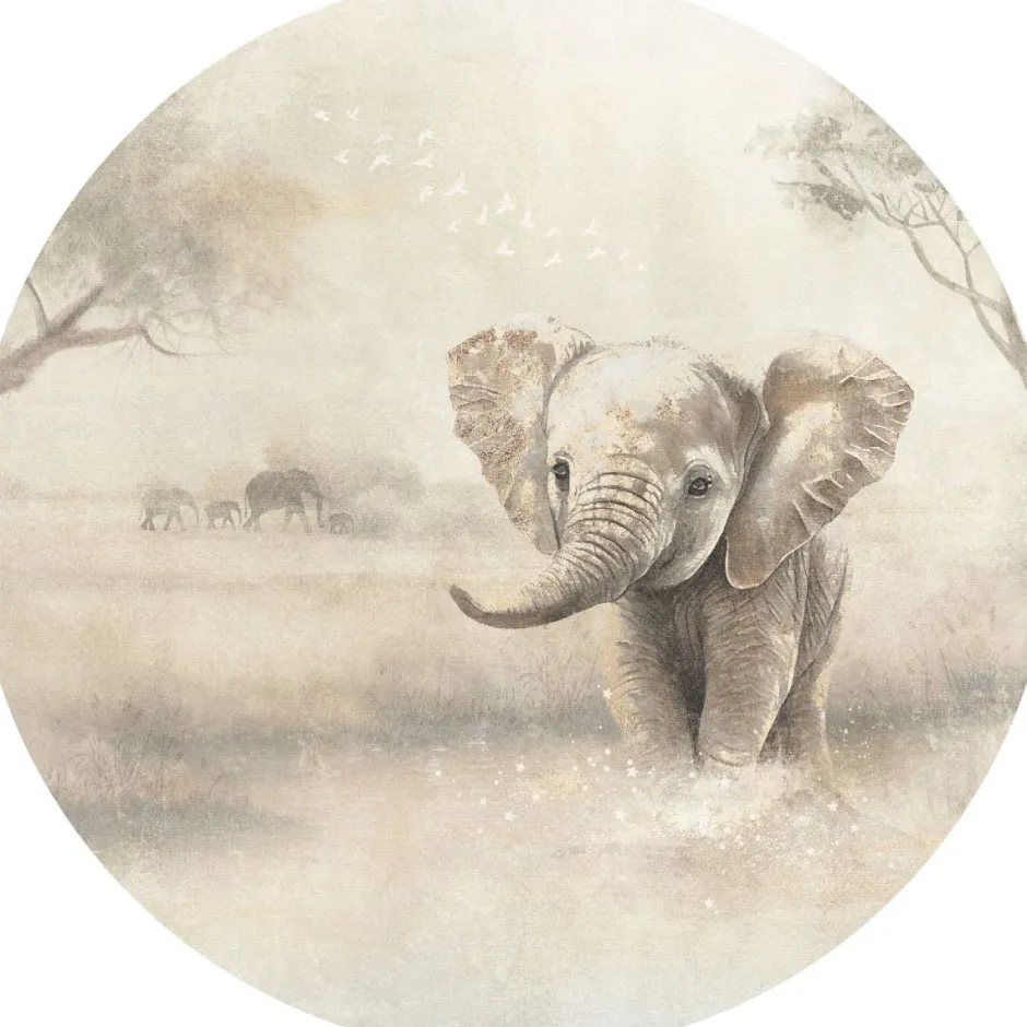 Poespas Home Behangcirkels^Behangcirkel Olifant | Circle of Life Collection | 鈱€ 145 cm