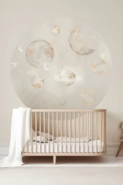 Poespas Home Behangcirkels^Behangcirkel Pastel Planets | 鈱€ 145 cm | Beige