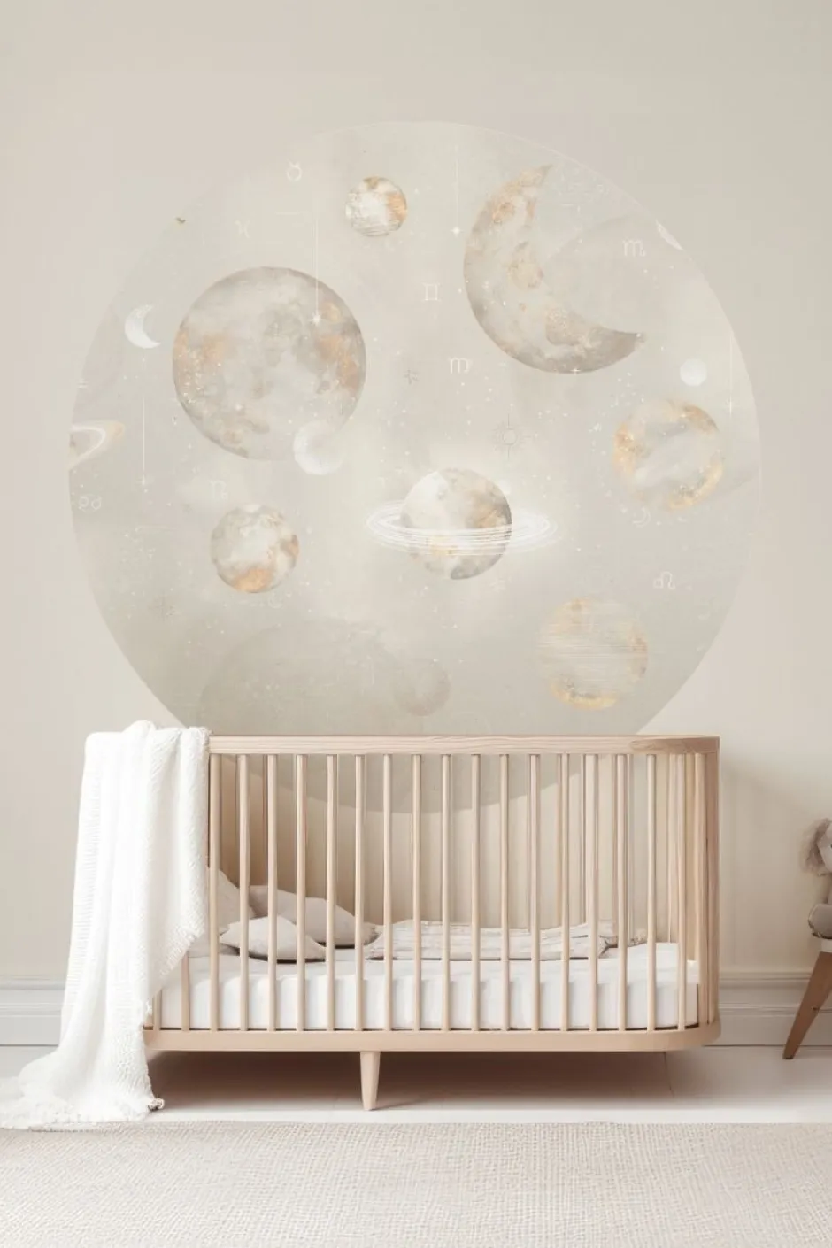 Poespas Home Behangcirkels^Behangcirkel Pastel Planets | 鈱€ 145 cm | Beige