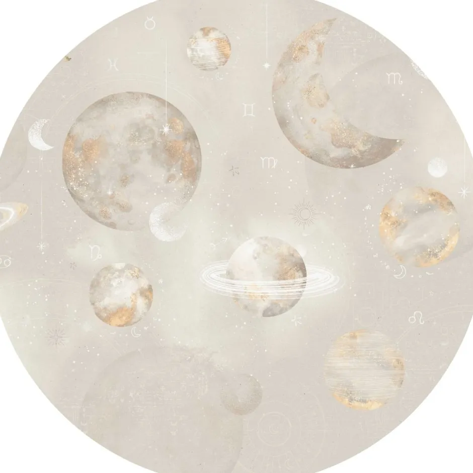 Poespas Home Behangcirkels^Behangcirkel Pastel Planets | 鈱€ 145 cm | Beige