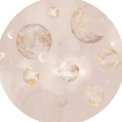 Poespas Home Behangcirkels^Behangcirkel Pastel Planets | 鈱€ 145 cm | Roze