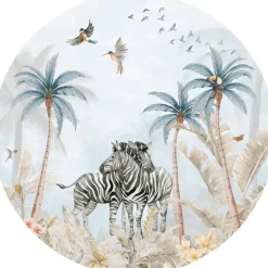 Poespas Home Behangcirkels^Behangcirkel Tropical Zebra's | 鈱€ 145 cm