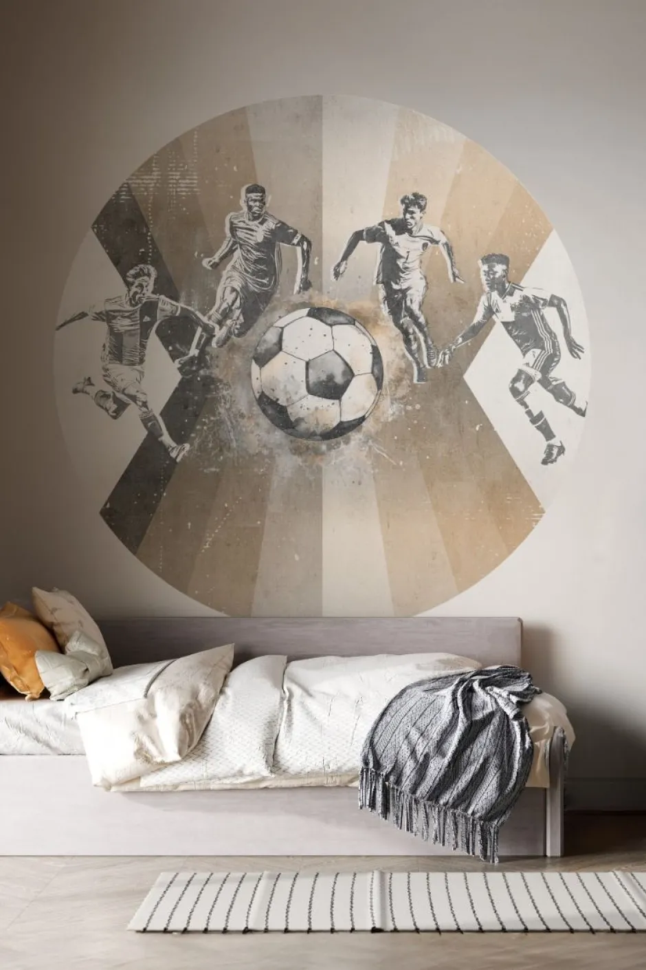 Poespas Home Behangcirkels^Behangcirkel Voetbal | Mannen | Taupe