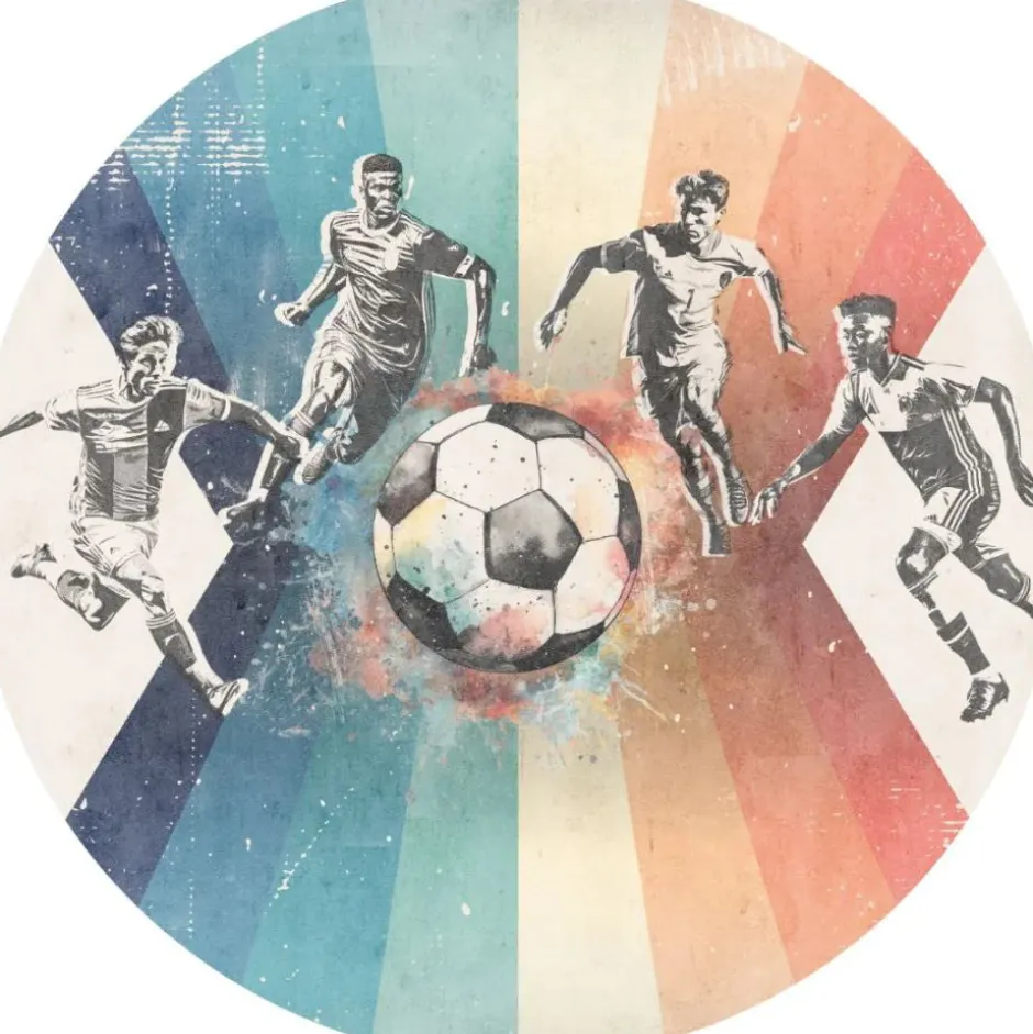 Poespas Home Behangcirkels^Behangcirkel Voetbal | Mannen | Blauw