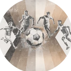 Poespas Home Behangcirkels^Behangcirkel Voetbal | Mannen | Taupe