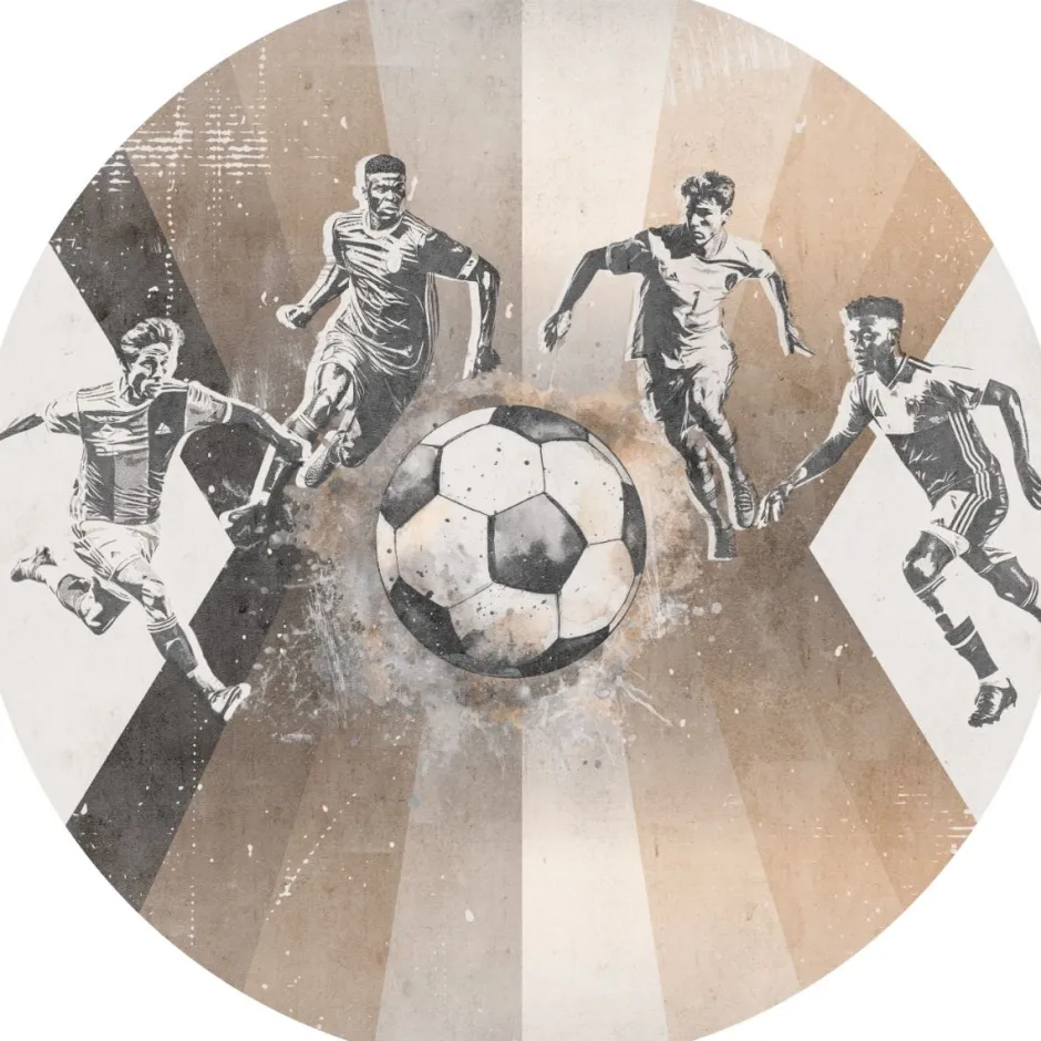 Poespas Home Behangcirkels^Behangcirkel Voetbal | Mannen | Taupe