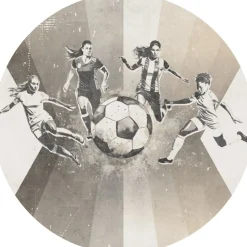 Poespas Home Behangcirkels^Behangcirkel Voetbal | Vrouwen | Taupe