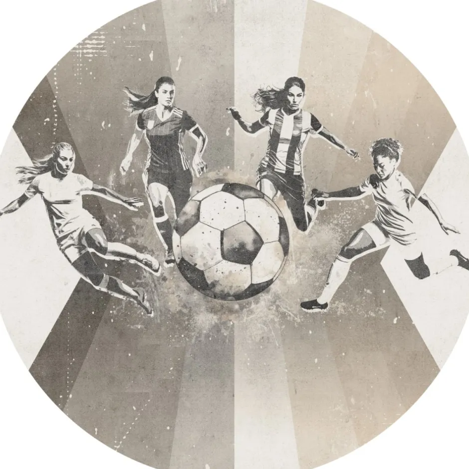 Poespas Home Behangcirkels^Behangcirkel Voetbal | Vrouwen | Taupe