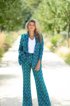 DAMES Studio Poespas Broeken^Broek Sam | Wide leg | Tibetan blue |