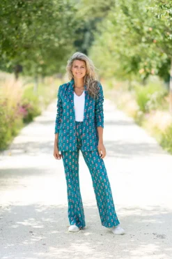 DAMES Studio Poespas Broeken^Broek Sam | Wide leg | Tibetan blue |