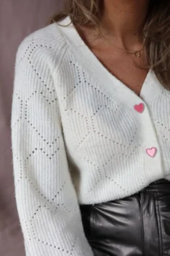 DAMES Studio Poespas Basics | Snøpskes^Cardigan Happy love | Off-white |