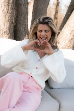 DAMES Studio Poespas Basics | Snøpskes^Cardigan Happy love | Off-white |