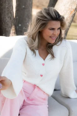 DAMES Studio Poespas Basics | Snøpskes^Cardigan Happy love | Off-white |