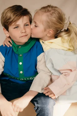 Tinycottons Jassen & Jacks^Color block jacket | Pastel blue/mellow yellow |