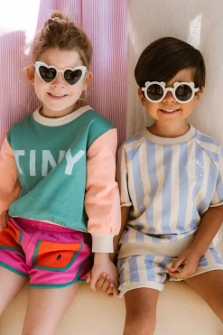 Tinycottons Truien & Vesten | Truien & Vesten^Color block sweatshirt | Emerald |