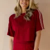 DAMES Refined Department Co-ords | Tops^Cropped T-shirt Marlowe | Bordeaux |